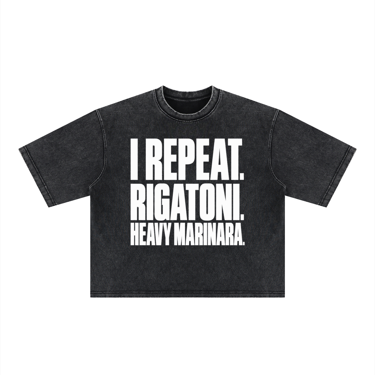 THE I REPEAT. RIGATONI.  MINERAL WASH BOXY TEE.