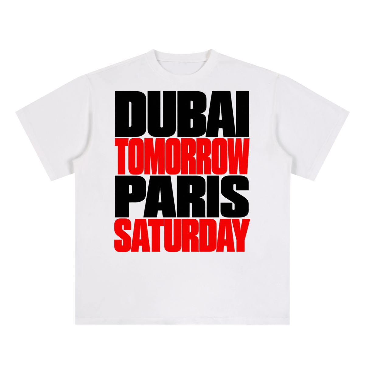 THE DUBAI TOMORROW HEAVY TEE. MAYBE TOO HEAVY FOR YOU.