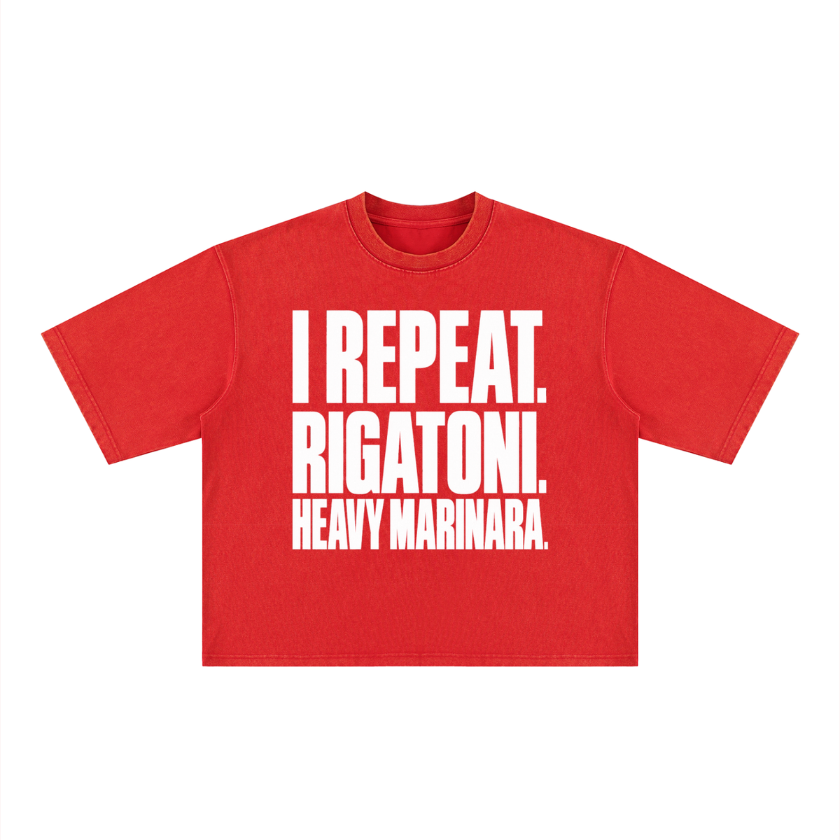 THE I REPEAT. RIGATONI.  MINERAL WASH BOXY TEE.